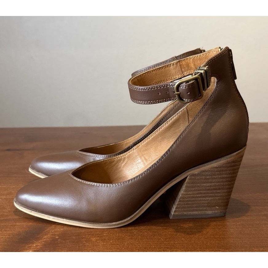 Lucky Brand Womens Saybelle Pump Stacked Heel Brown Fall Size 10 M 109